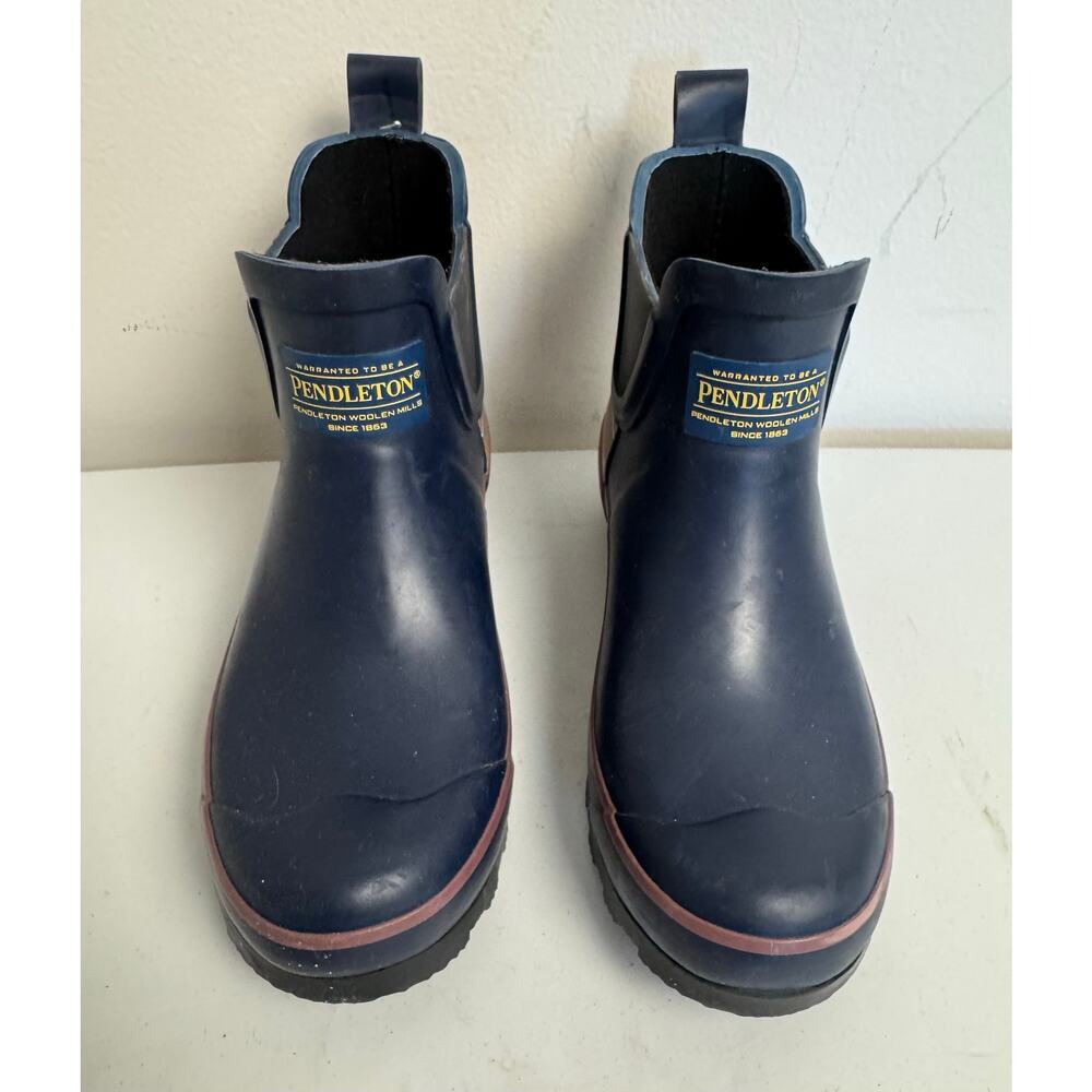 Pendleton Chelsea Rubber Ankle Rain Boots Size 6 37 Navy Blue Aztec Southwestern